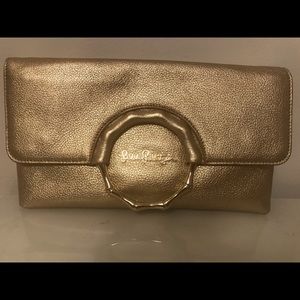 Malindi leather gold clutch Lilly Pulitzer